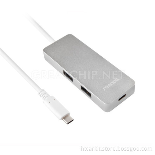 Portable super speed Type C USB 3.0 HUB Charger with 2 ports USB 3.0 1 type-C charging port